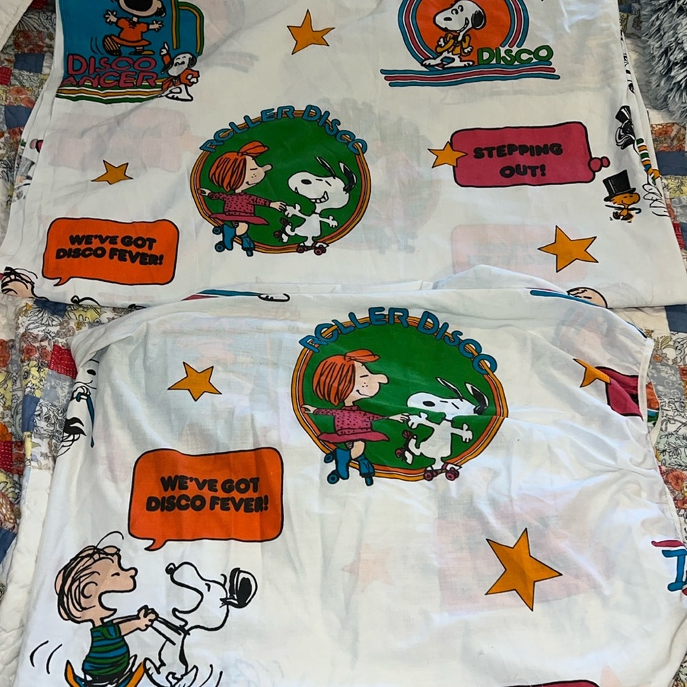 Vintage Sears Twin set Snoopy Peanuts disco sheets